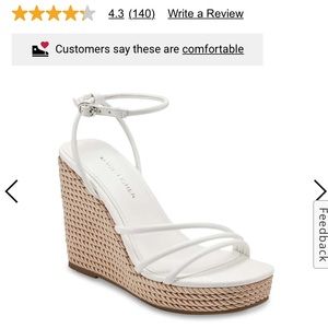 Marc Fisher white strappy wedge heels